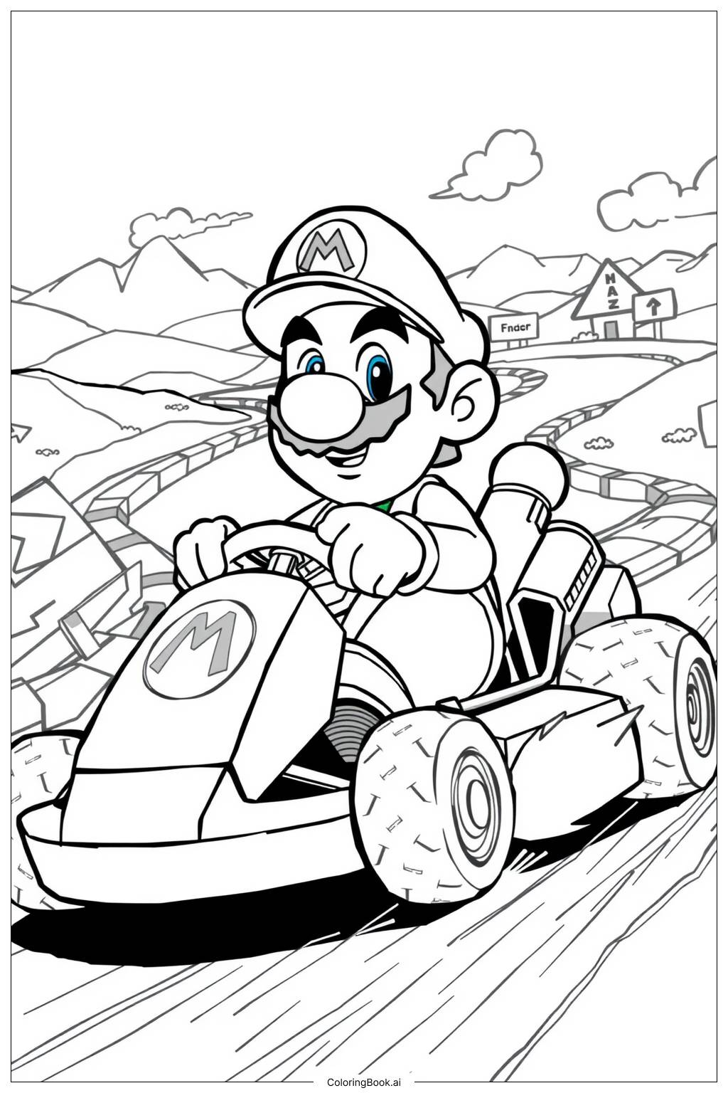 Colorir e imprimir: Desenhos para colorir do Super Mario Kart para fãs ...